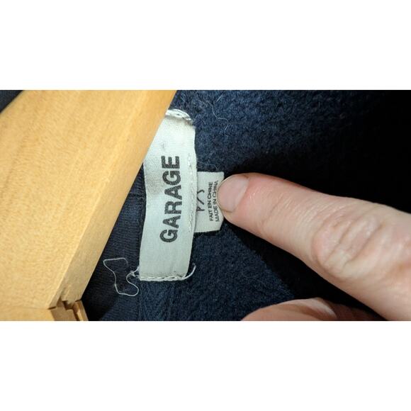 Garage womens Cropped Hoodie SP Newport California Embroidery Tie Waist Navy - Picture 4 of 5